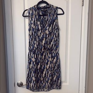 Stylish Blue and Black Patterned Dress